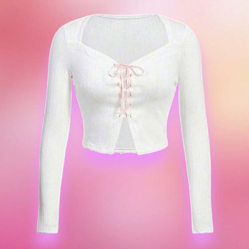 Lace Up Front Crop Tee